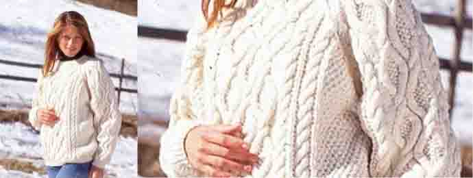 Pull irlandais femme fait main La Grenouille Tricote